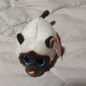 Ty- Siamese Cat Toy - White and Brown- Teeny Tys